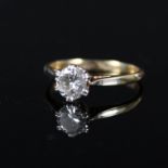 An 18ct platinum set solitaire diamond ring, approx 0.