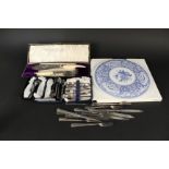 A mixed lot including a Spode 'Blue Room' collectable and silver plate