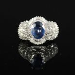 A 14ct gold sapphire and diamond dress ring,