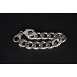 A heavy gent's silver flat link bracelet