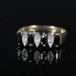 A 9ct gold sapphire and diamond ring,