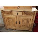 A late 19th Century continental pine sideboard