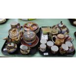 Two trays of 20th Century Japanese part tea sets etc