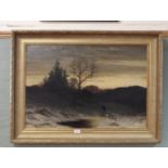 A framed late 19th Century oil on canvas titled 'View near Fontainbleu' by John William Schofield,