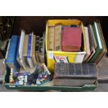 A box of assorted books including The Works of Aristotle,