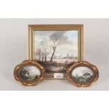 A pair of oil on board oval miniatures of Norfolk scenes by John Mace together with an oil on board