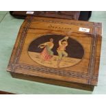 A late 19th Century Italian Sorrento ware writing and stationery box,