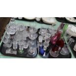 A quantity of assorted glassware including cut and 19th Century examples (two trays)