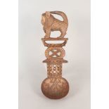 An Ashanti African tribal ceremonial spoon with lion decoration