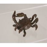 A bronze crab, signed,