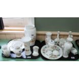 Two trays of Aynsley china including vases, jugs,