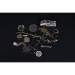 A 9ct gold cased lady's watch plus a selection of silver and white metal costume jewellery etc
