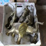 A quantity of brass animals,