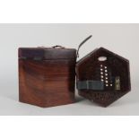 A rosewood cased concertina made by Lachenal & Co London