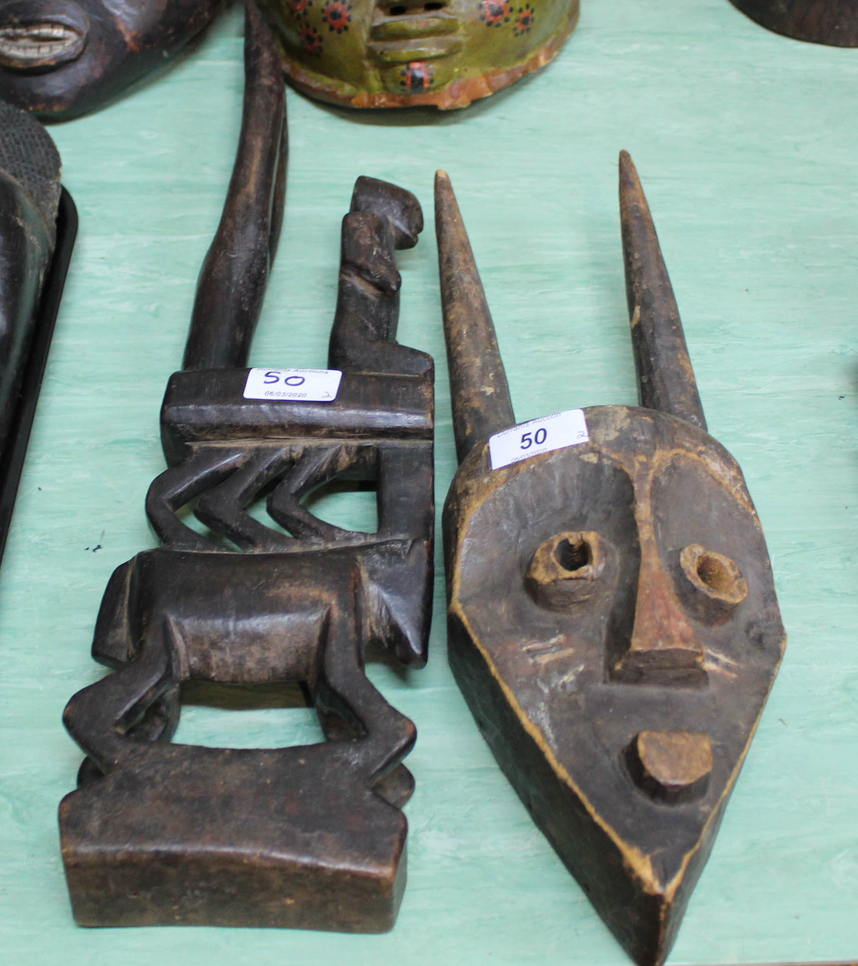 A Congo Pende antelope mask and a tribal dance crest