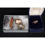 A small collection of silver and other jewellery including a silver ring,