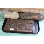 Miscellaneous items including carved wooden items