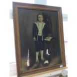 An Edwardian oil on canvas portrait of a young man in a gilt frame (some tears),