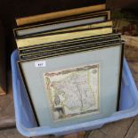 A set of eleven hand coloured 19th Century framed maps of English counties