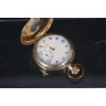 A gold plated half hunter pocket watch