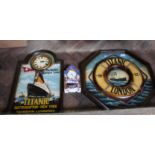 Two Titanic wall plaques plus a Titanic mantel clock