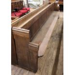 An early 20th Century oak and pine church pew (as found) 11 1/2 ft long