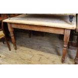 A Victorian pine farmhouse table with scrubbed top