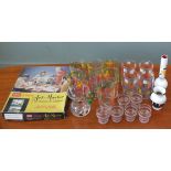 Various 1950's decorated drinking glasses,