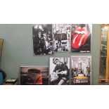 Eleven various large posters doubled up in aluminium frames including The Jam etc