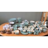 A large quantity of vintage turquoise Denby pottery dinnerwares and other china