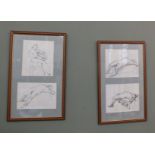 Two framed male nude sketches by Guy Richardson (part of the North Sea Magical Realist movement)
