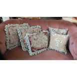 Five various vintage looking cushions