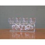 A mid 20th Century Skruf crystal glass candle holder designed by Lars Helsten
