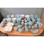 A very large quantity of vintage turquoise Denby china including dinner and tea wares