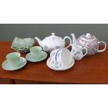 A selection of vintage teawares including Wedgwood
