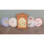 Five vintage style battery operated clocks
