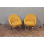 Two yellow and chrome chairs (as found)