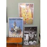 Six large vintage style posters doubled up in aluminium shop frames