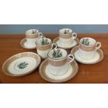 Five 1930's Mintons coffee cups and saucers