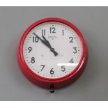 A vintage red Smiths eight day wall clock