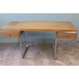 A contemporary modernist Dwell desk/dressing table with brushed aluminium legs and handles