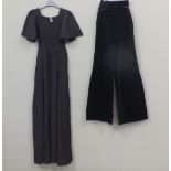 A black crepe David Silverman full length evening dress (size10/12) and a pair of Stirling Cooper