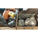 A quantity of assorted metal wares including trays,