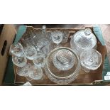 A box containing a quantity of cut and moulded glassware