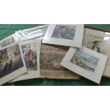 A quantity of assorted pictures and prints including a watercolour of a little girl and a Randolph