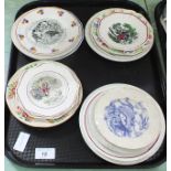 A selection of fifteen mid 19th Century childs pottery nursery plates