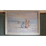 An oil on canvas depicting a bygone seaside scene, signed lower right,