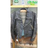 A vintage leather motorcycle jacket