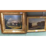 Two decorative oil paintings in gilt frames