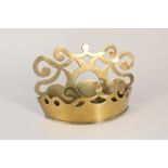 A 19th Century pierced brass 'crown' wall pocket,